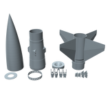 Honest John Model Rocket Builders Kit Components 3D rendering