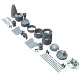 Gemini Titan II Builders Kit 3d Rendering of all kit parts
