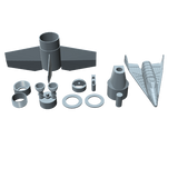 Individual parts for Dyna-soar model rocket kit
